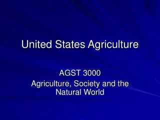 United States Agriculture