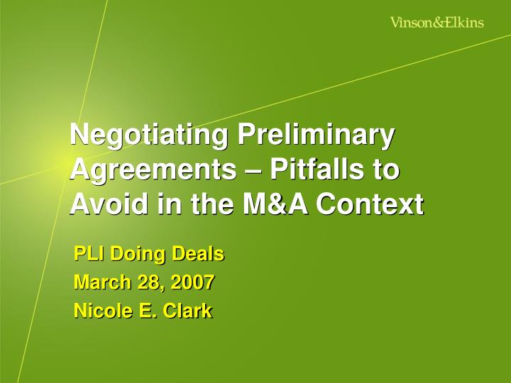 negotiating preliminary agreements pitfalls to avoid in the m a context