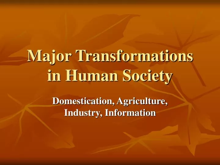 major transformations in human society