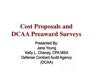 Cost Proposals and DCAA Preaward Surveys