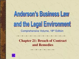 Chapter 21: Breach of Contract and Remedies