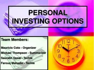 PERSONAL INVESTING OPTIONS