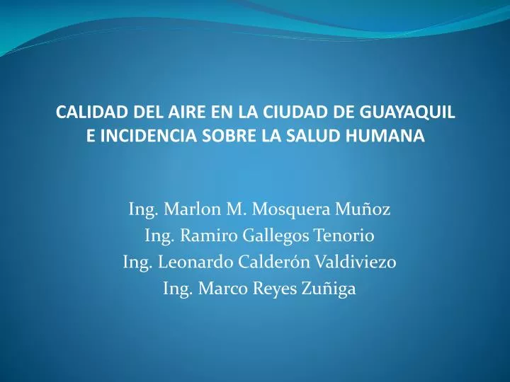 calidad del aire en la ciudad de guayaquil e incidencia sobre la salud humana