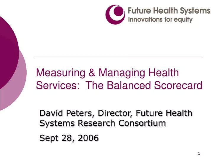 measuring managing health services the balanced scorecard