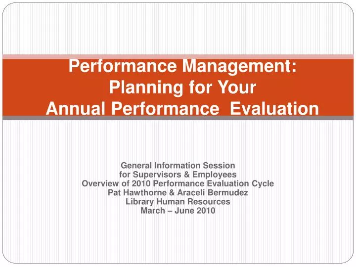 performance management planning for your annual performance evaluation