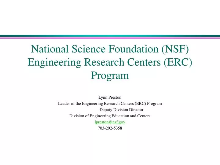 national science foundation nsf engineering research centers erc program
