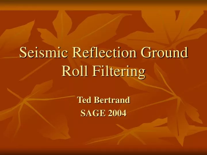 seismic reflection ground roll filtering