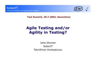 Agile Testing and/or Agility in Testing?