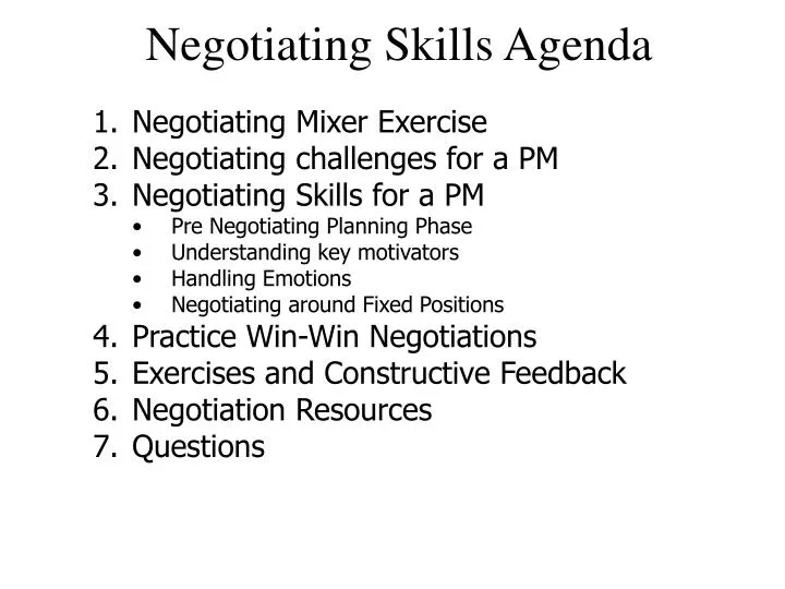 negotiating skills agenda