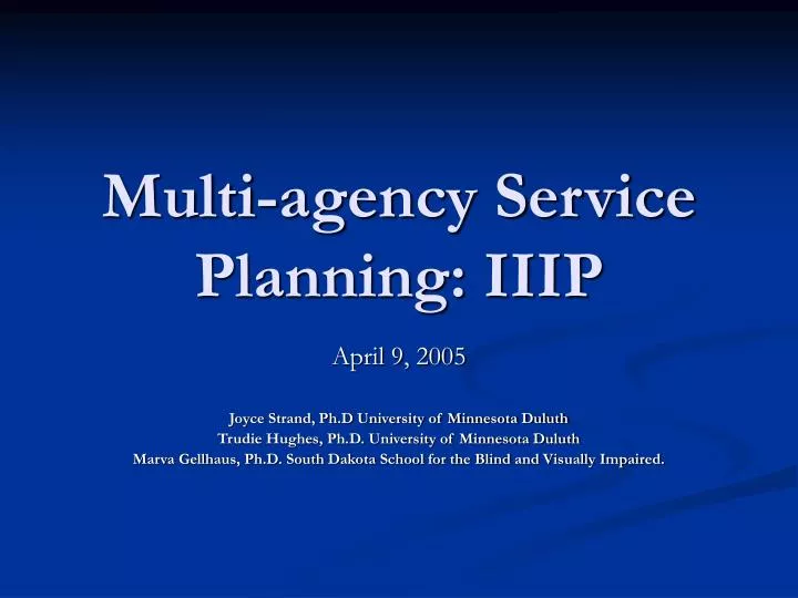 multi agency service planning iiip