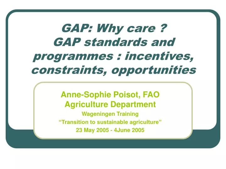 gap why care gap standards and programmes incentives constraints opportunities
