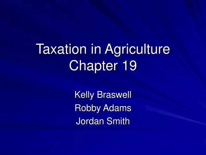 taxation in agriculture chapter 19