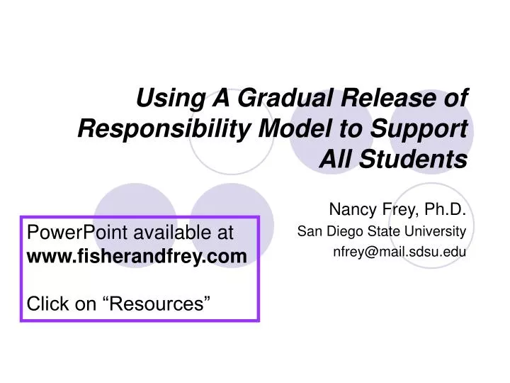 using a gradual release of responsibility model to support all students