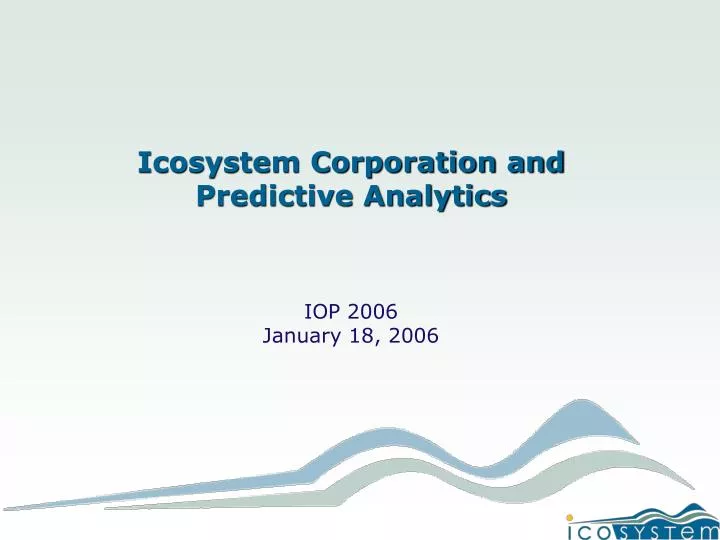 icosystem corporation and predictive analytics
