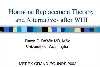 Hormone Replacement Therapy and Alternatives after WHI