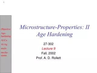 Microstructure-Properties: II Age Hardening