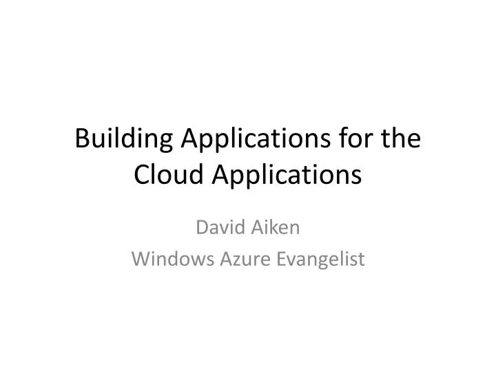 building applications for the cloud applications