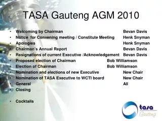 TASA Gauteng AGM 2010