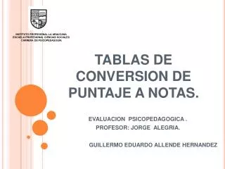 tablas de conversion de puntaje a notas