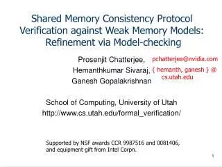 Shared Memory Consistency Protocol Verification against Weak Memory Models: Refinement via Model-checking