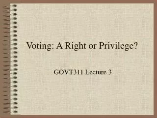 Voting: A Right or Privilege?