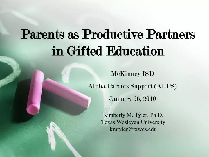 parents as productive partners in gifted education