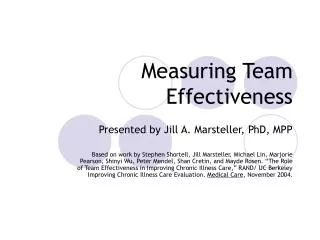 Measuring Team Effectiveness