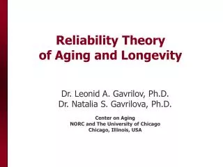 Reliability Theory of Aging and Longevity