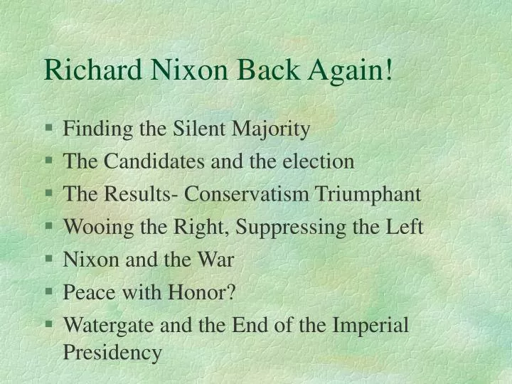 richard nixon back again