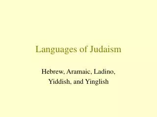 Languages of Judaism