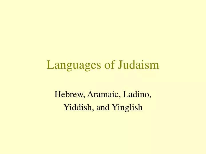 languages of judaism