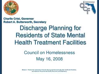 Discharge Planning for Residents of State Mental Health Treatment Facilities