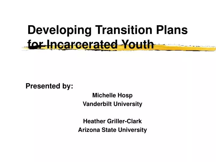 developing transition plans for incarcerated youth