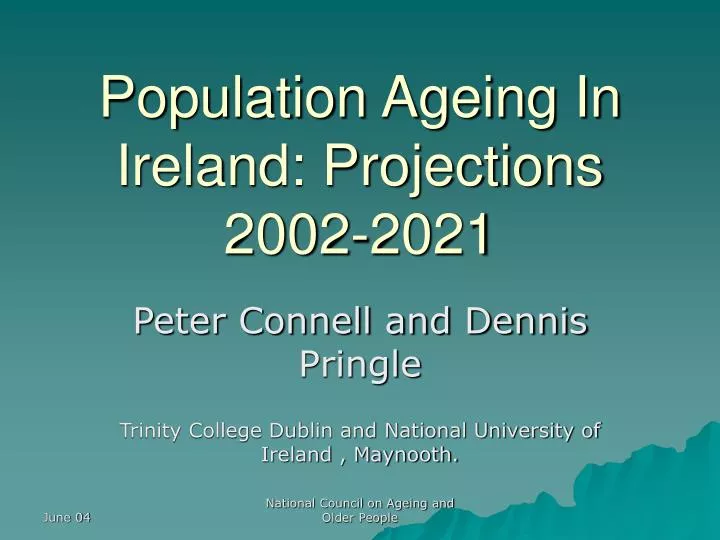 population ageing in ireland projections 2002 2021