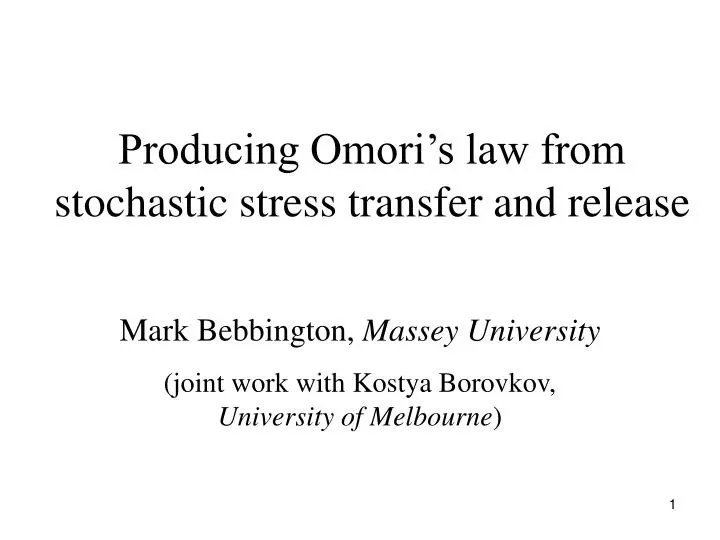 producing omori s law from stochastic stress transfer and release