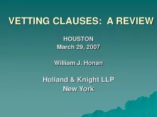 VETTING CLAUSES: A REVIEW