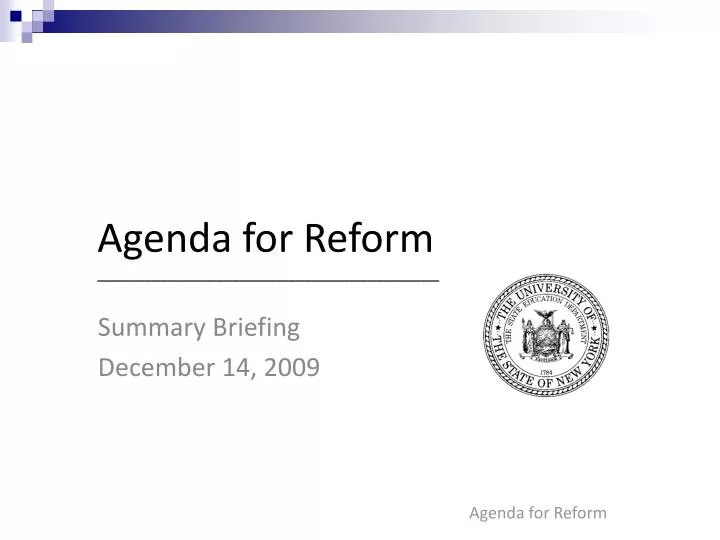 agenda for reform