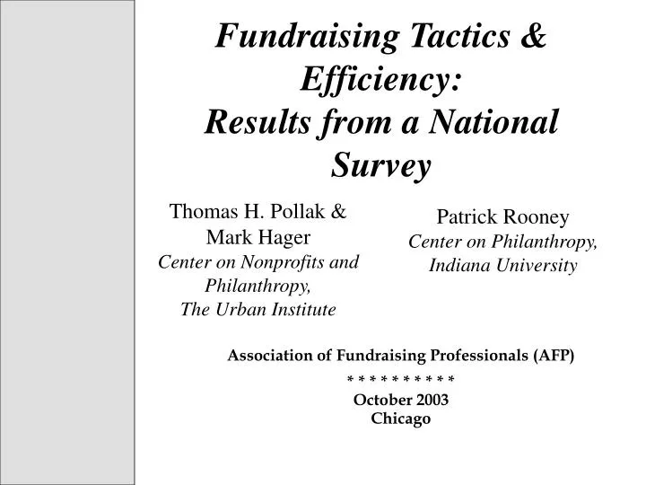 fundraising tactics efficiency results from a national survey