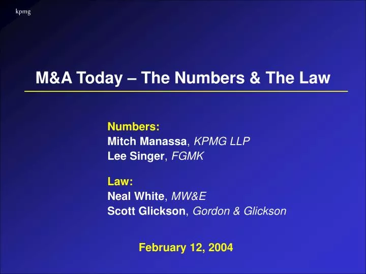 m a today the numbers the law