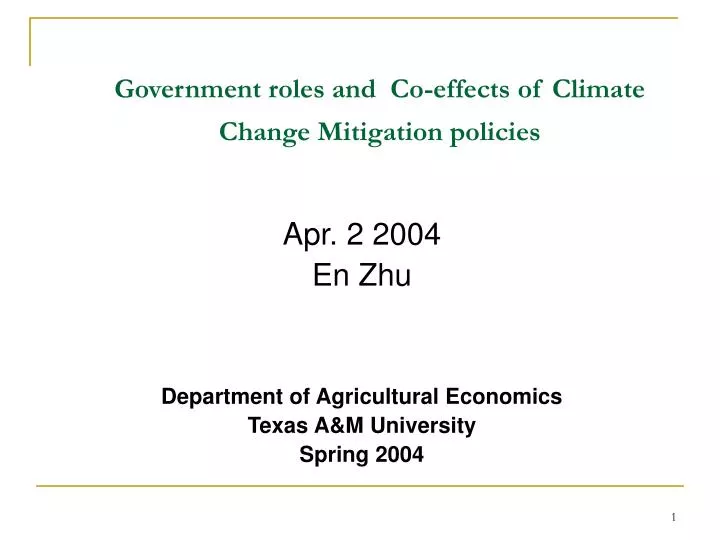 government roles and co effects of climate change mitigation policies