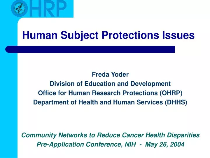 human subject protections issues