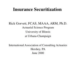 Insurance Securitization