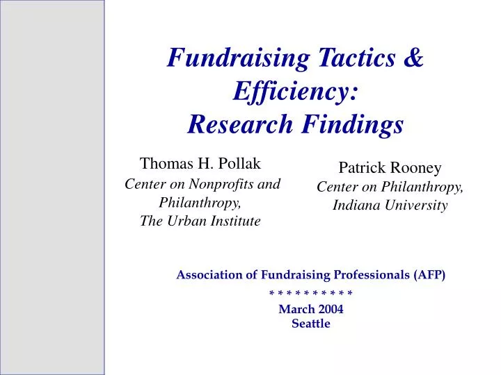 fundraising tactics efficiency research findings