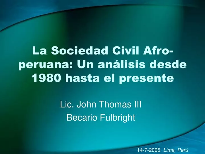 la sociedad civil afro peruana un an lisis desde 1980 hasta el presente