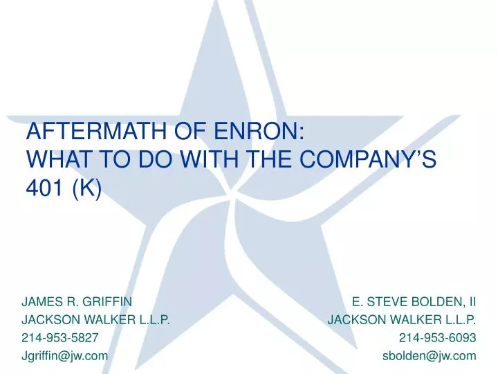 aftermath of enron what to do with the company s 401 k