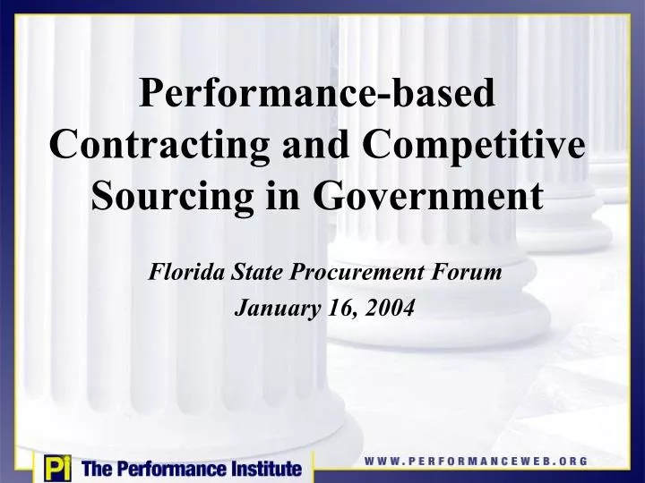 performance based contracting and competitive sourcing in government