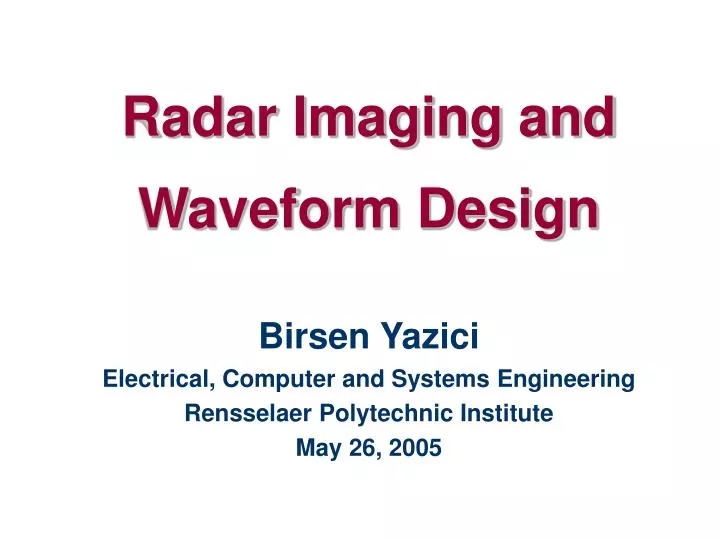 radar imaging and waveform design