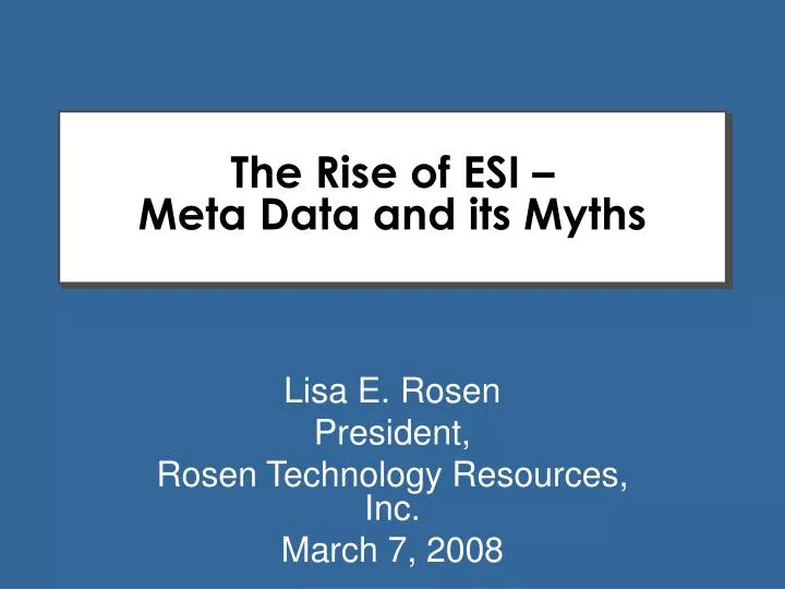 the rise of esi meta data and its myths