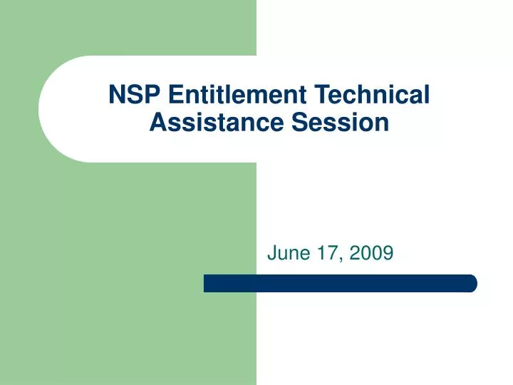 nsp entitlement technical assistance session