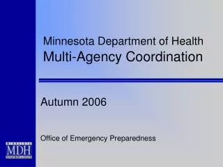 Minnesota Department of Health Multi-Agency Coordination